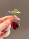 cocobee-Elegant Crystal Cherry Brooch Pin