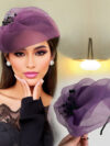 cocobee-Elegant Plum Organza Headband with Beaded Detail