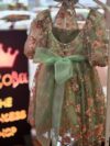 Green and Pink Flower Laced Dress for Girls 4 at the Princess shop