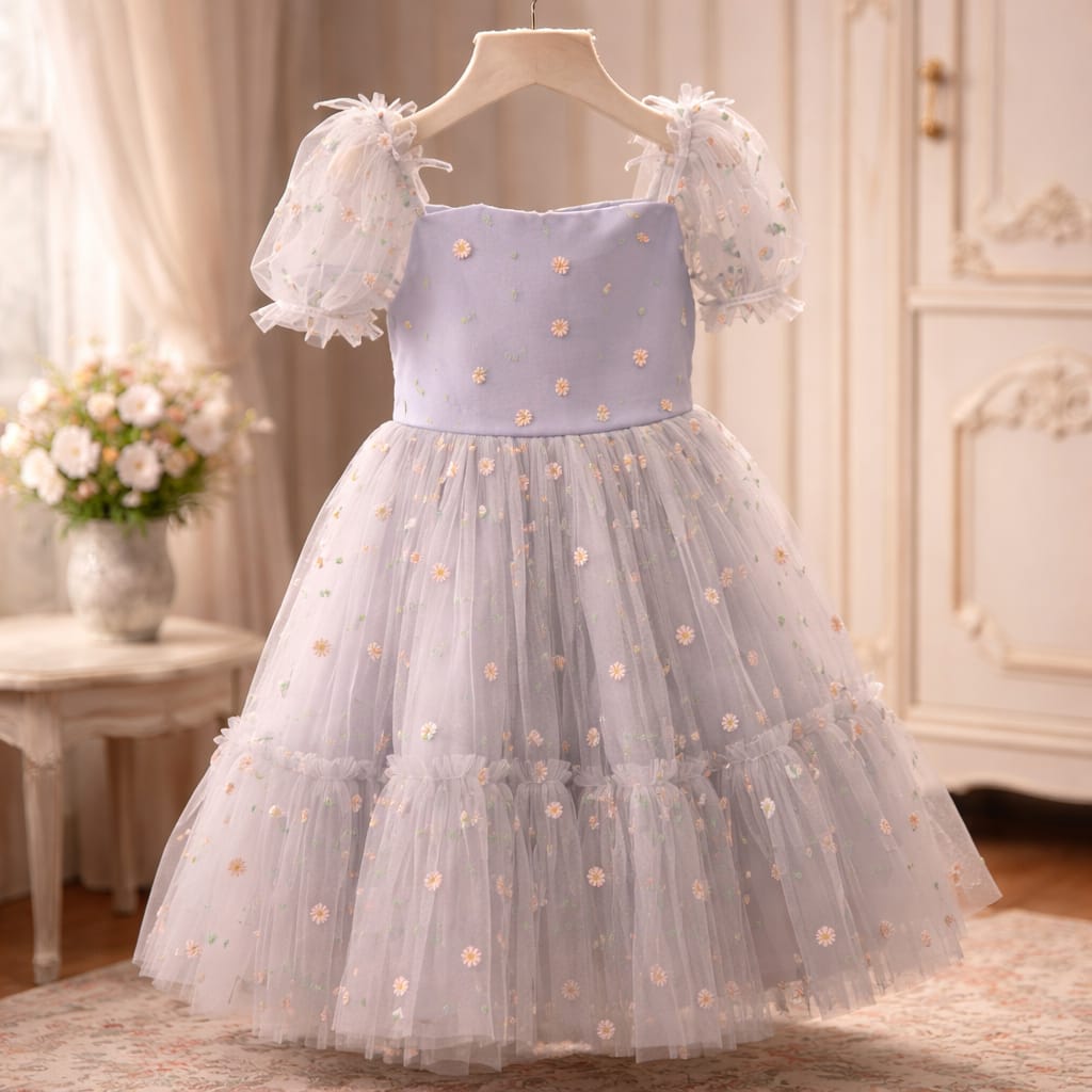 Daisy Flowers Grey Dress - CocoBee