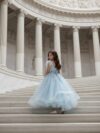 Blue long Tulle Dress for girls