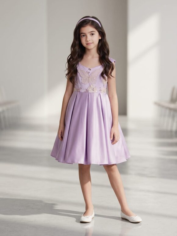 Pulple satin dress for children