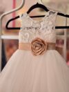 White dress with beige rose 4