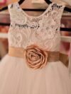 White dress with beige rose 5