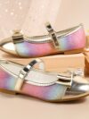 cocobee-Rainbow Sparkle Princess Shoes with Gold Bow