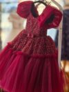 Burgundy Party Gown Fashion Dress 3