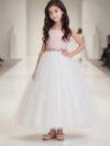 Long white tulle dress for girls