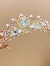cocobee-Blush Crystal Floral Princess Tiara