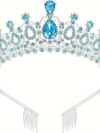 cocobee-Ice Blue Crystal Princess Tiara – Snow Queen Crown