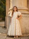 White long dress with red flower lace